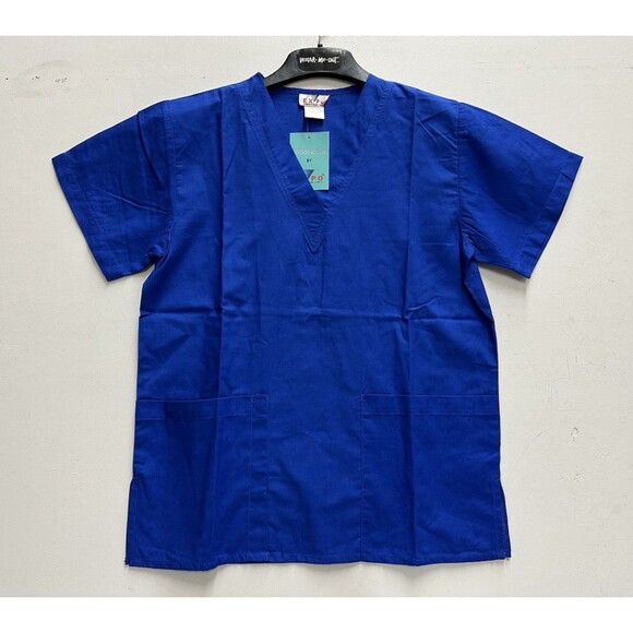 Expo V Neck women size small nurse medical uniform pants and top in royal blue - Picture 3 of 11